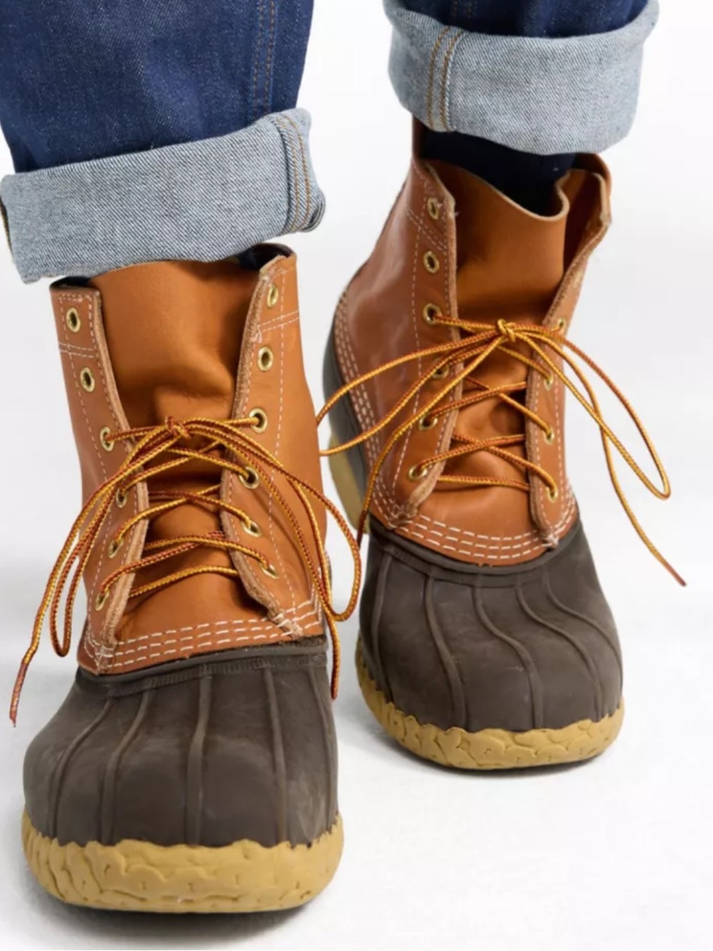 L.L. Bean 6 bean boots  Men size 8 Two-Tone Leather Duck Boots in Tan and Brown - Picture 6 of 6